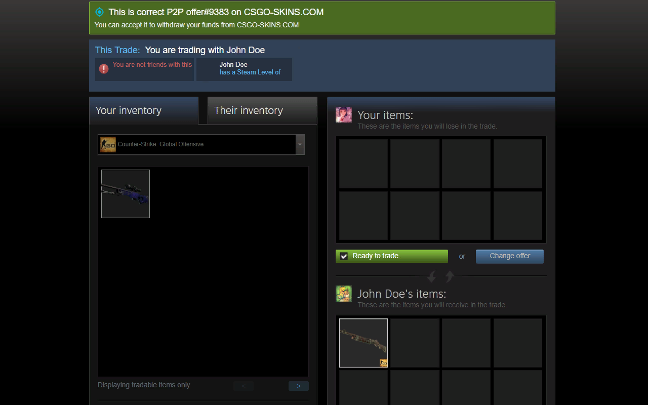 How to transfer CS2 skins to another player?