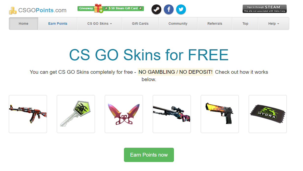 Websites to earn CS2 skins