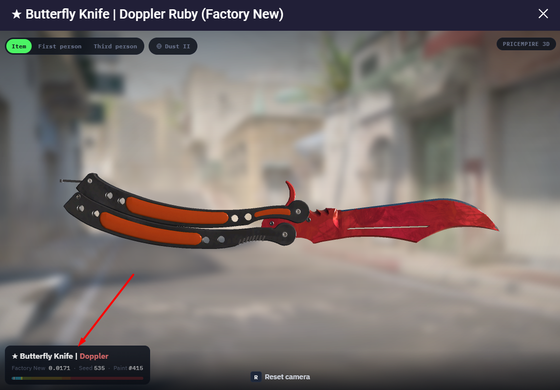 ★ Butterfly Knife | Doppler Ruby (Factory New) in the Skin.Land 3D viewer - buy on Skin.Land
