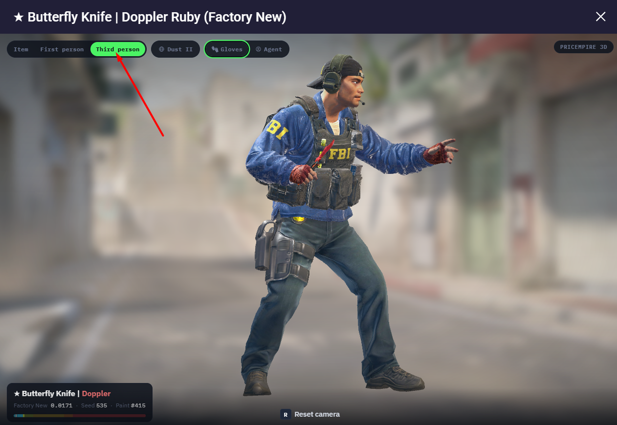 ★ Butterfly Knife | Doppler Ruby on an agent in third-person view - buy on Skin.Land